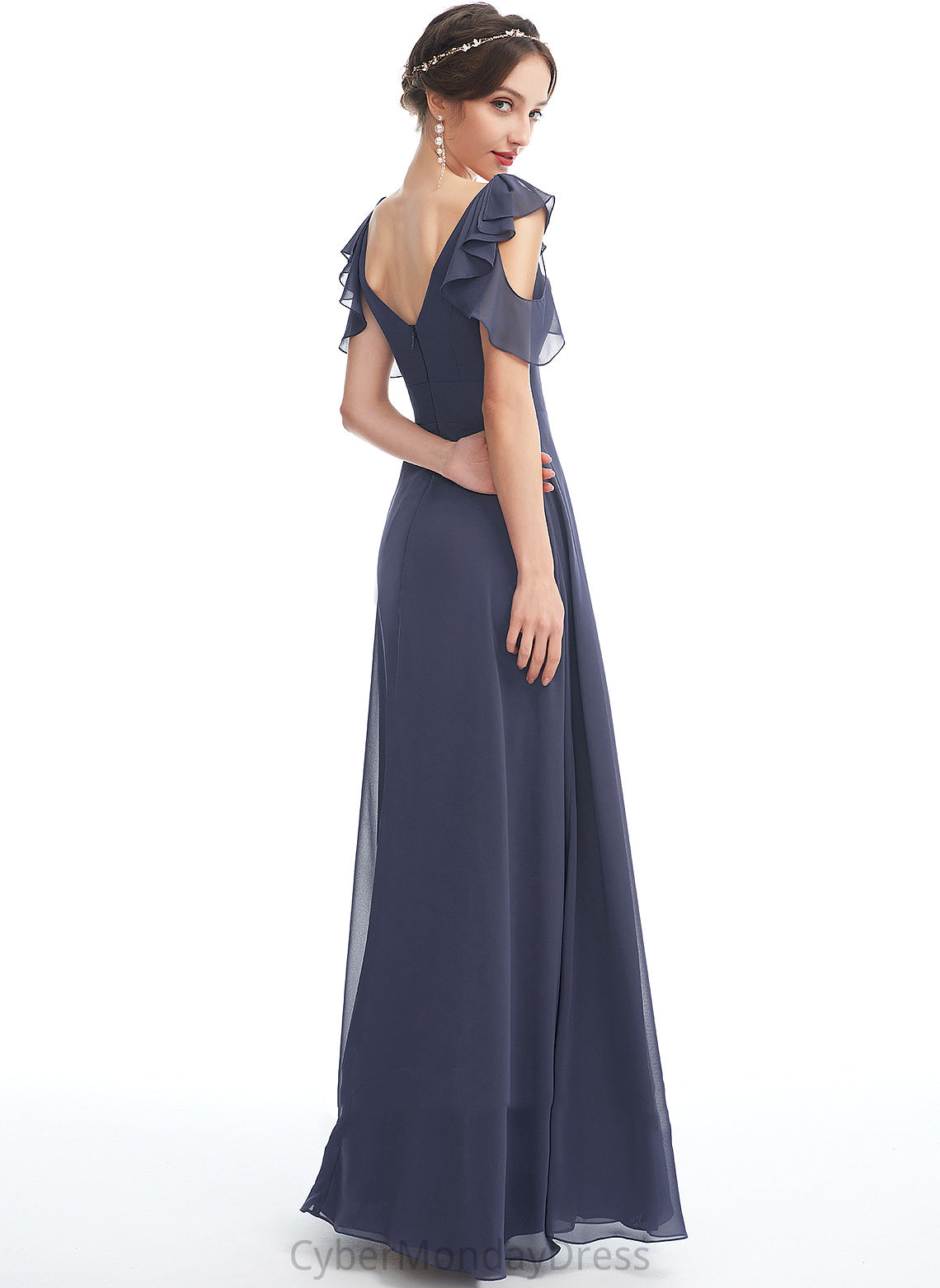 V-neck Floor-Length Ruffle Silhouette Neckline A-Line Length Fabric Embellishment Joy A-Line/Princess V-Neck Bridesmaid Dresses