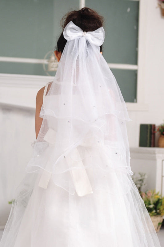 Women'S/Flower Girl'S Wedding Veils With Beading And Bow-Knot