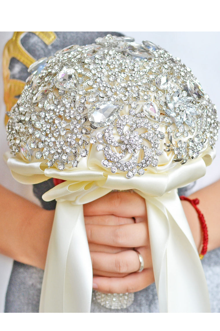 Luxury Round Satin/Rhinestone Bridal Bouquets