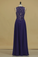 2022 Scoop With Applique And Beads Chiffon Prom Dresses A Line Sweep Train