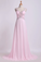 2022 Open Back Prom Dresses Halter A Line Sweep Train Chiffon With Beads&Ruffles