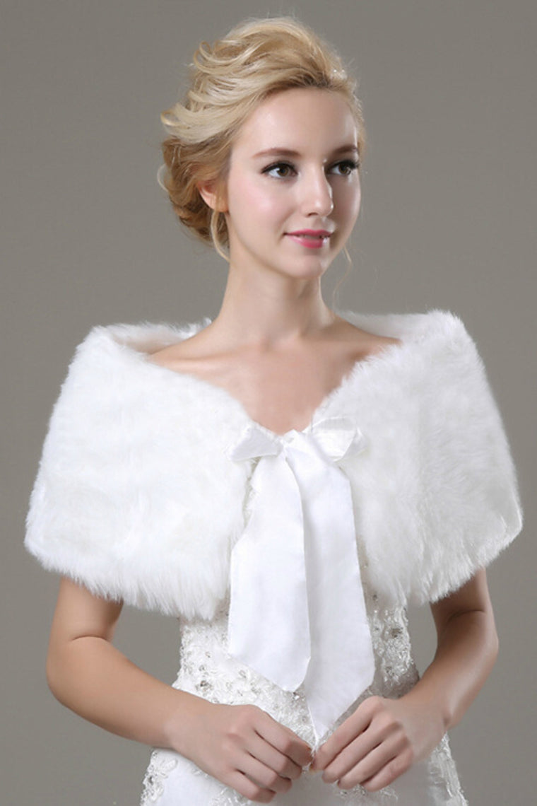 Faux Fur Wedding Wrap With Bow Knot