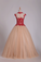 2022 Quinceanera Dresses High Neck Ball Gown Tulle With Applique Sweep Train