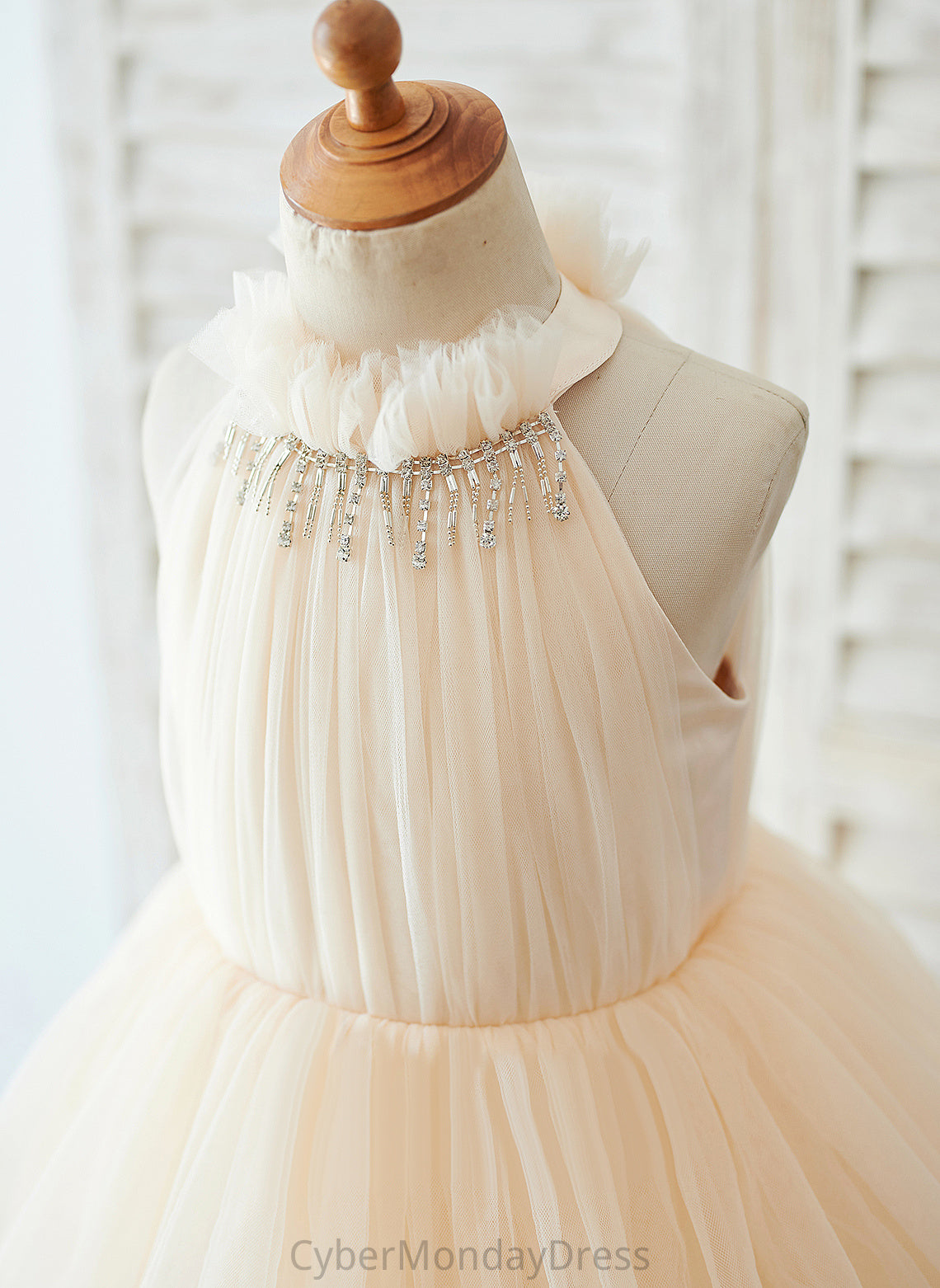 Ball-Gown/Princess High - Girl Neck Dress Tulle Flower Sleeveless Dayanara Floor-length Flower Girl Dresses