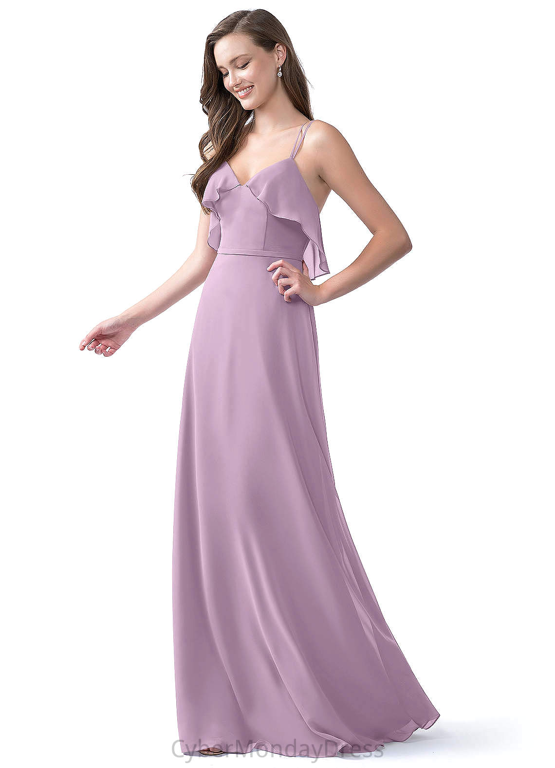 Essence Natural Waist Sleeveless Spaghetti Staps A-Line/Princess Floor Length Bridesmaid Dresses