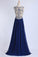 Stunning Prom Dresses Champagne Beaded Bodice And Back A-Line Scoop Sweep/Brush Chiffon