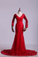 2022 V-Neck Evening Dresses Mermaid With Applique Lace And Tulle Burgundy/Maroon New