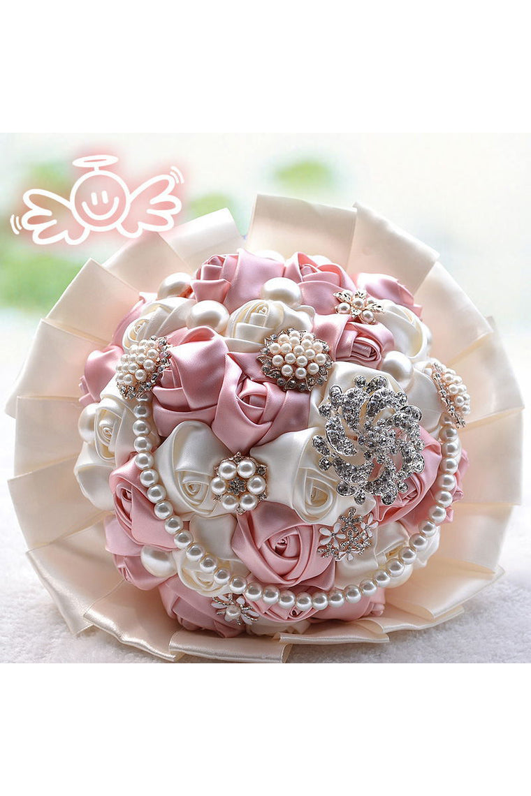 Noble Round Satin Bridal Bouquets With Pearl