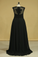 2022 Plus Size Black Evening Dresses A Line Scoop Cap Sleeves Chiffon With Applique And Beads