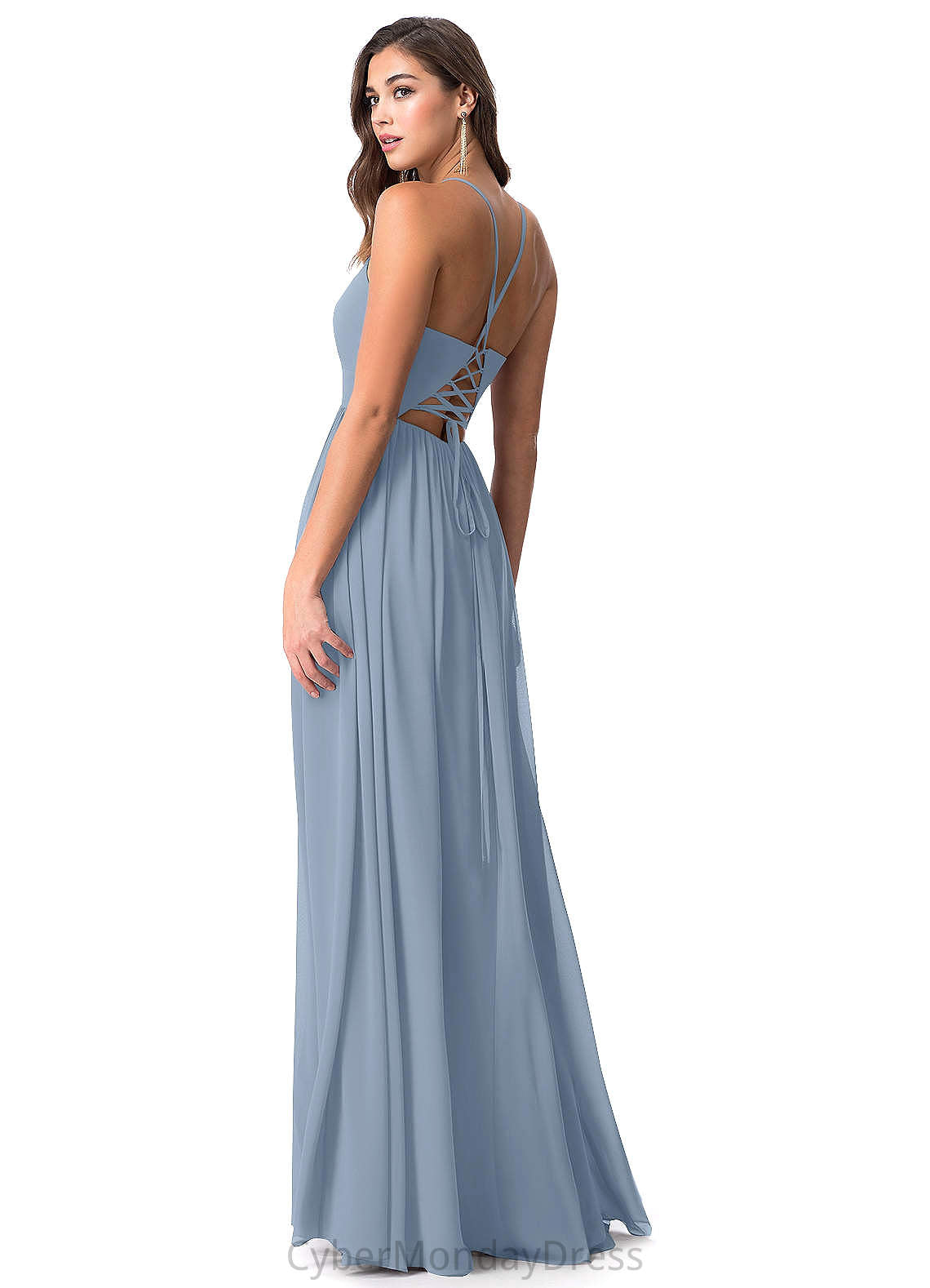 Lena A-Line/Princess Sleeveless Floor Length Natural Waist V-Neck Bridesmaid Dresses