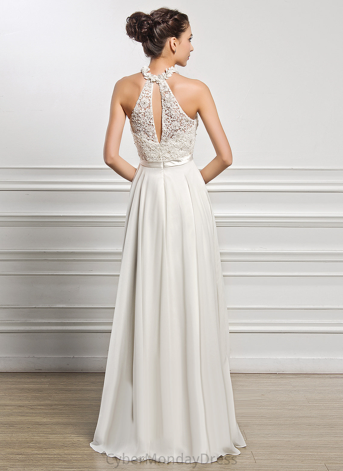 Floor-Length Lyla Wedding Dress Sequins Beading With Lace A-Line Wedding Dresses Chiffon