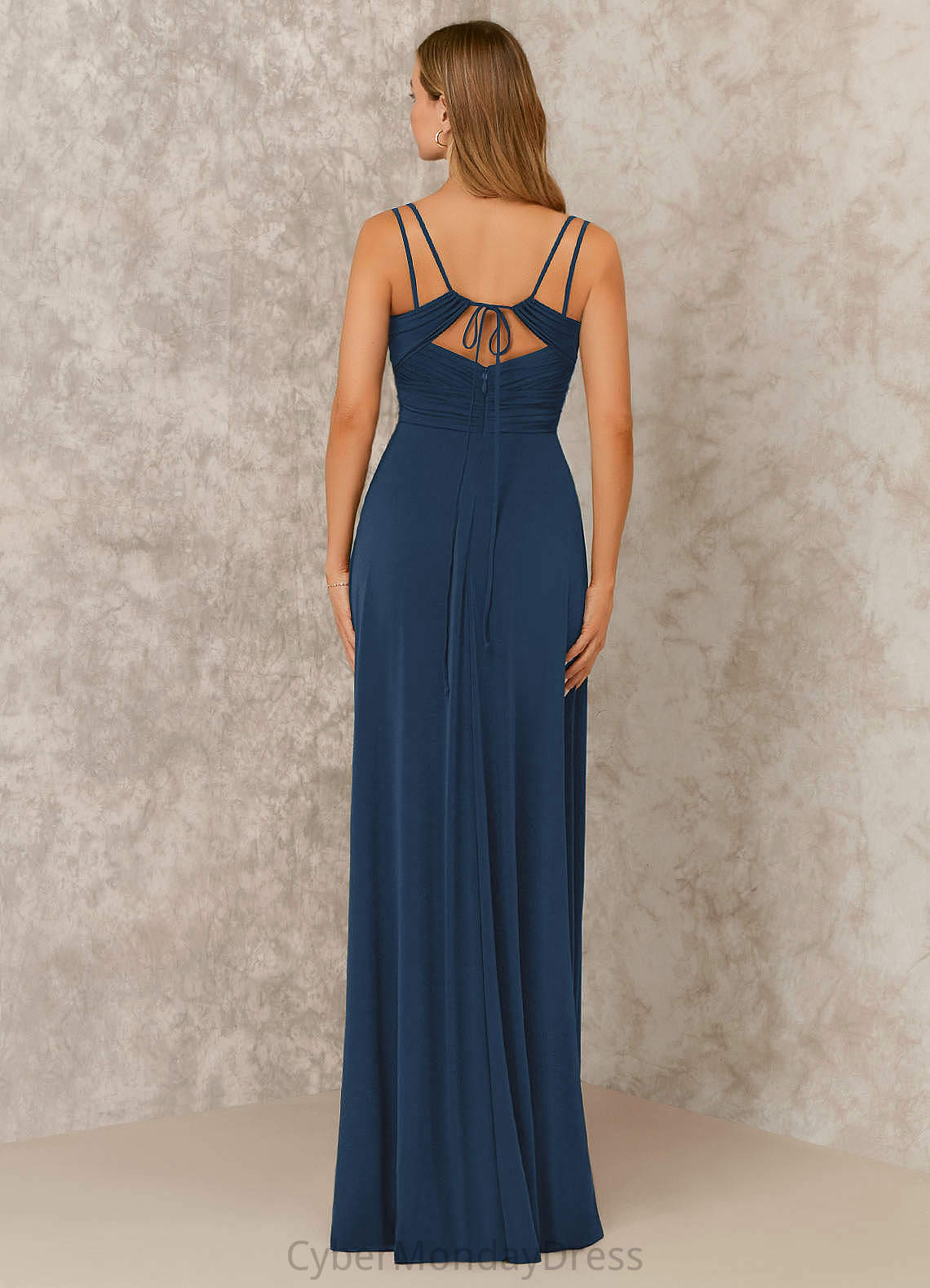 Louisa Natural Waist A-Line/Princess Sleeveless Floor Length Spaghetti Staps Bridesmaid Dresses