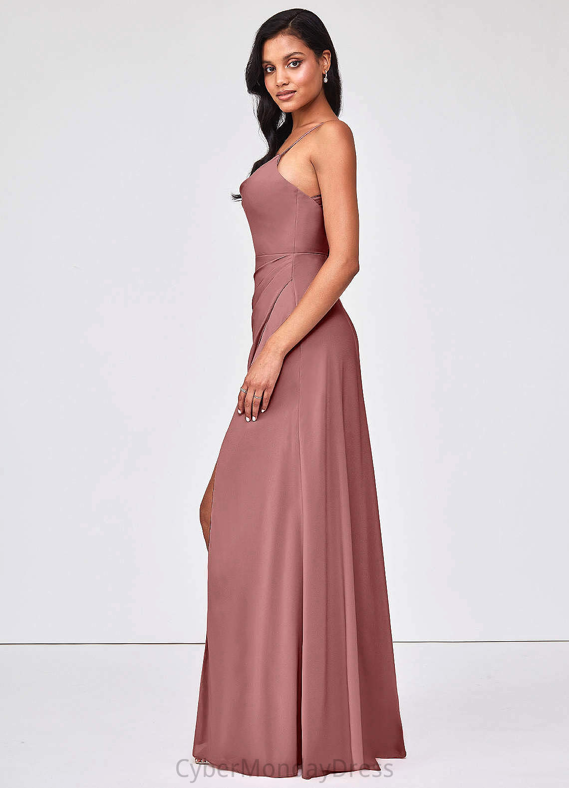 Sabrina Floor Length Natural Waist Sleeveless A-Line/Princess Halter Bridesmaid Dresses