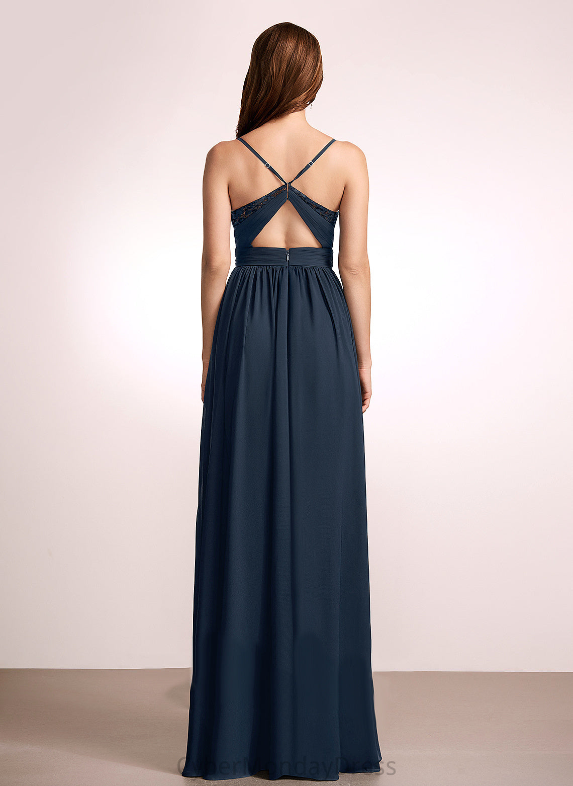 Lace V-neck Neckline Silhouette Fabric Length A-Line Floor-Length Embellishment Carla V-Neck Natural Waist Bridesmaid Dresses