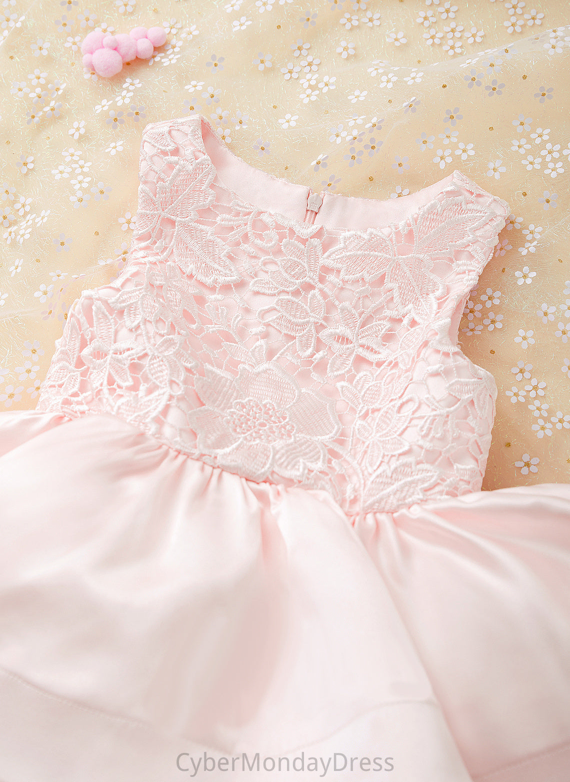 A-Line Dress Clara Satin/Lace - Sleeveless Scoop Girl Flower Short/Mini Neck Flower Girl Dresses