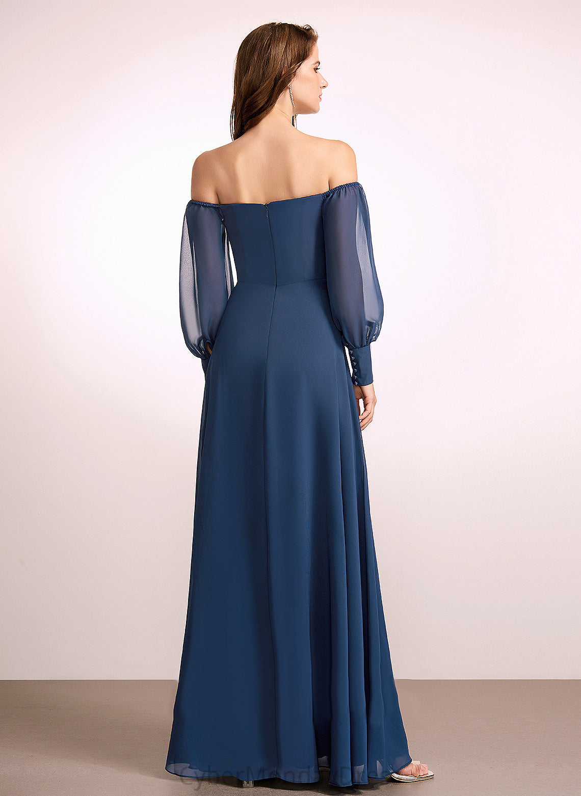 Fabric A-Line Off-the-Shoulder Length Floor-Length SplitFront Neckline Silhouette Embellishment Jayda Bridesmaid Dresses