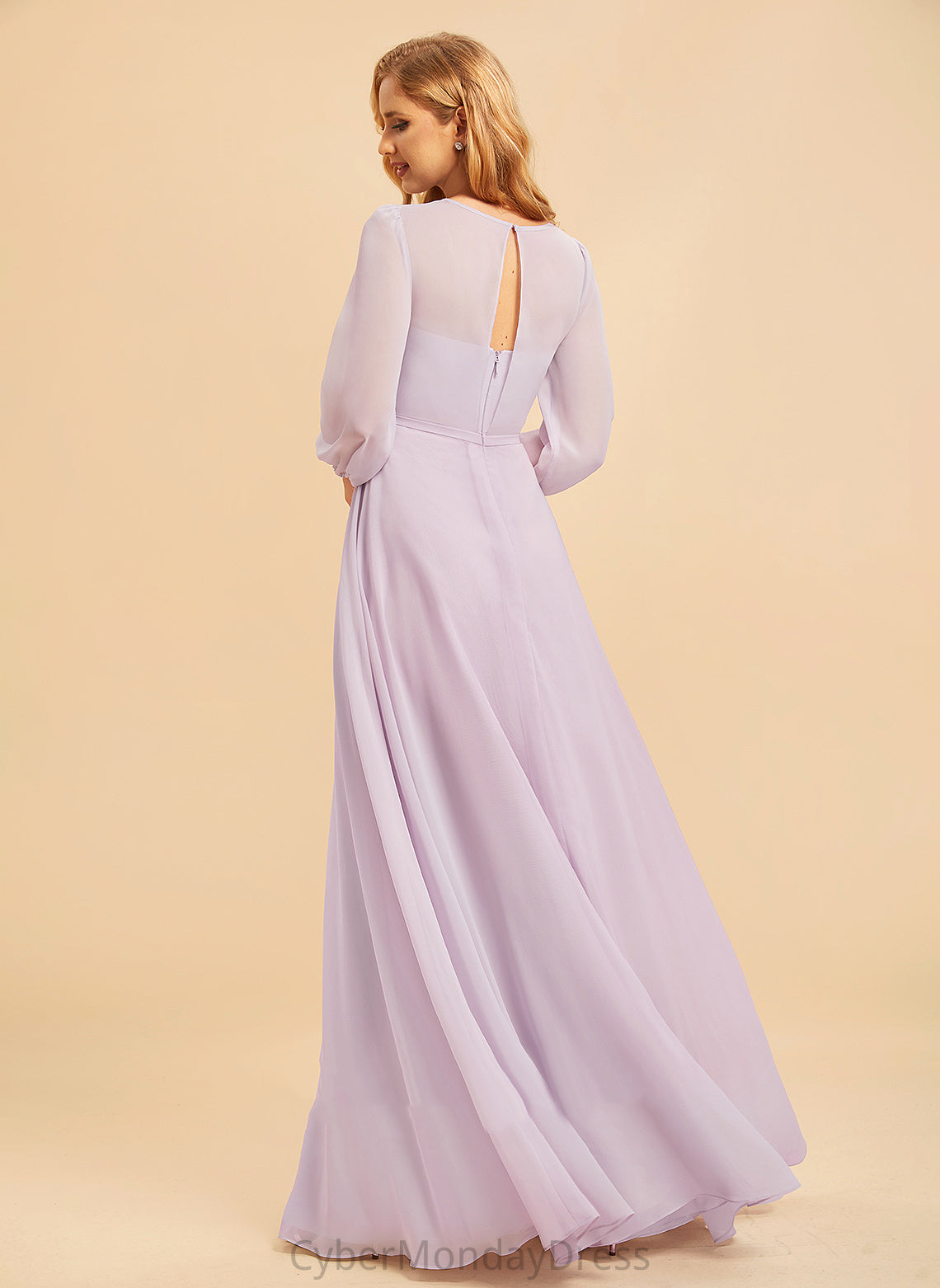 Length Embellishment Neckline A-Line Silhouette Bow(s) Fabric ScoopNeck Floor-Length Ginny Bridesmaid Dresses