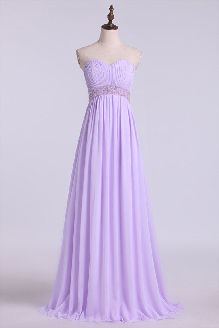 2022 Sweetheart Neckline Ruched Upper Bodice Prom Gown Chiffon Floor Length