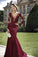 2022 Long Sleeves Bateau Prom Dresses Mermaid Satin With Applique