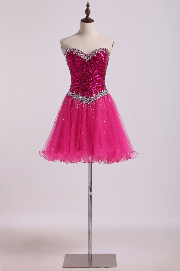 2022 Homecoming Dresses A Line Sweetheart Short/Mini With Beading