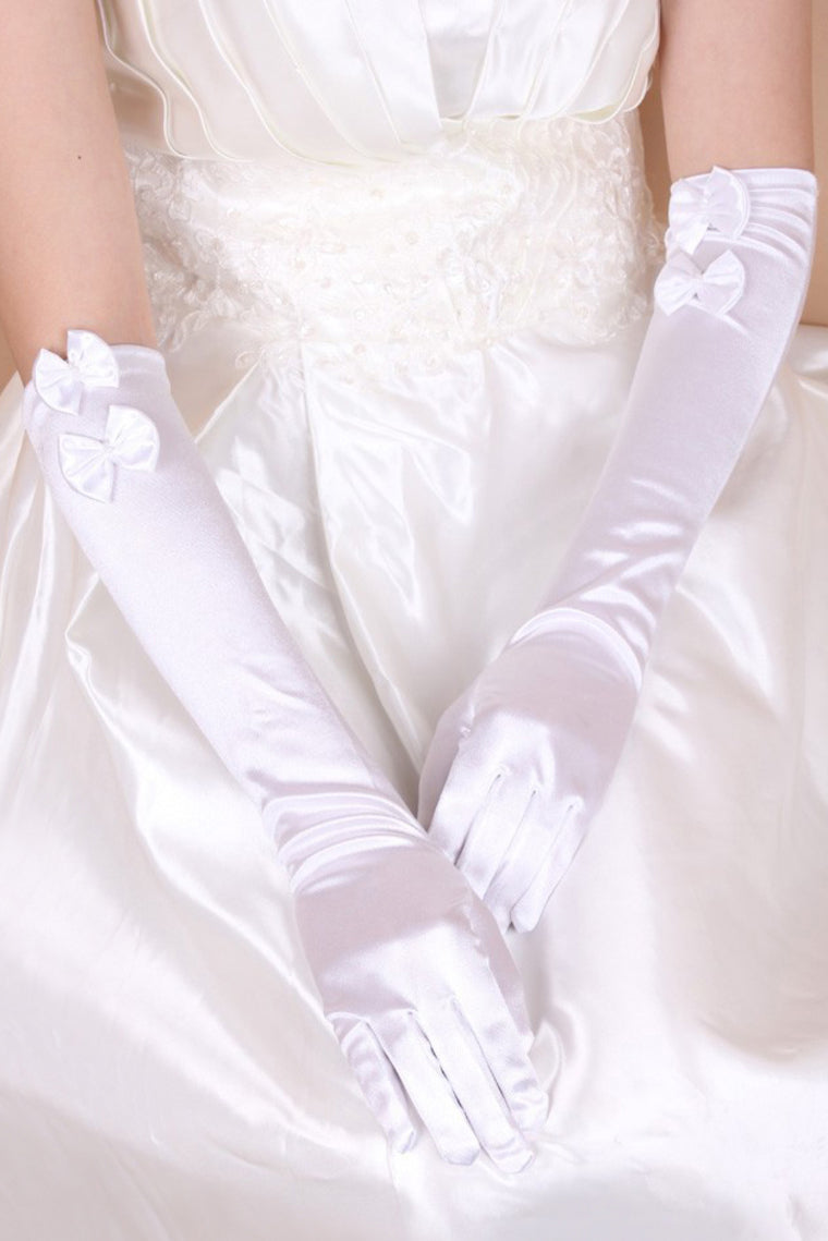 2024 Elastic Satin Elbow Length Bridal Gloves #ST0025