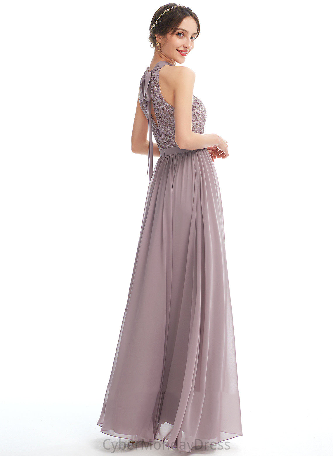 Neckline Length Silhouette Embellishment A-Line Floor-Length Halter Fabric SplitFront Brooklyn Floor Length Sleeveless Bridesmaid Dresses