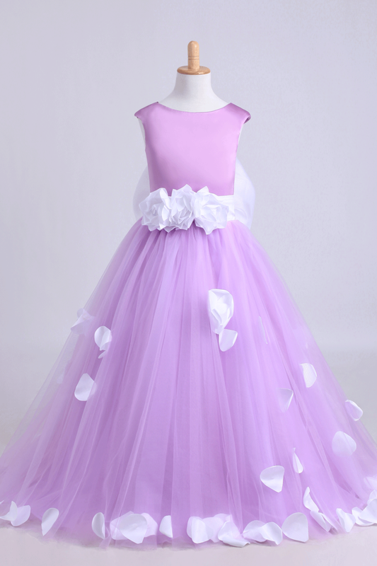 2022 Cute A-Line Ankle-Length Flower Girl Dresses With Bow-Knot