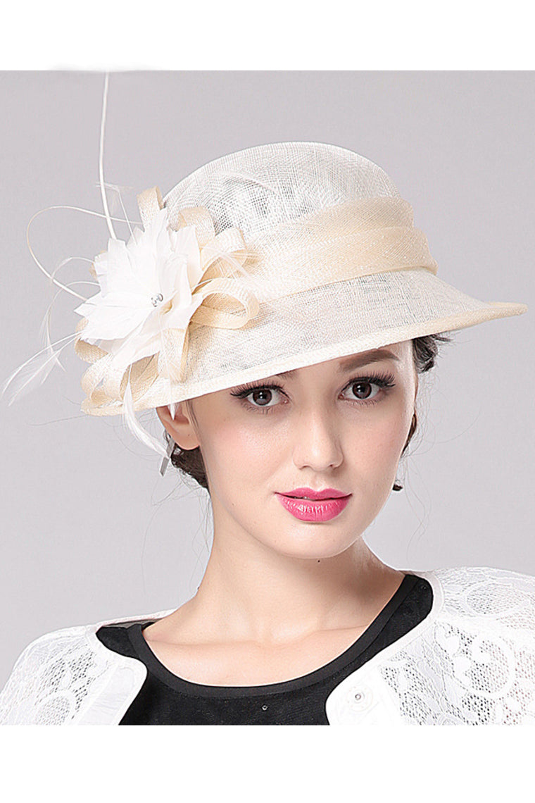 Ladies' Gorgeous Cambric With Feather And Flower Fascinators