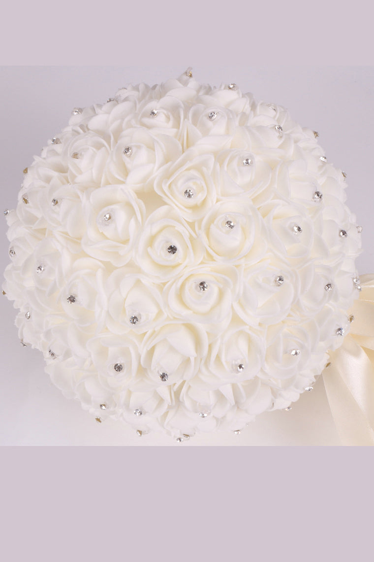 Beautiful Round Foam/Ribbon Bridal Bouquets