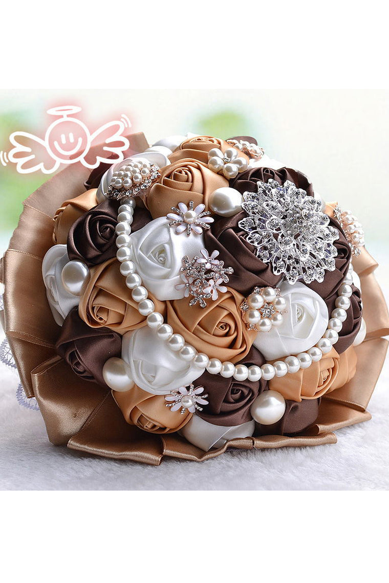 Noble Round Satin Bridal Bouquets With Pearl