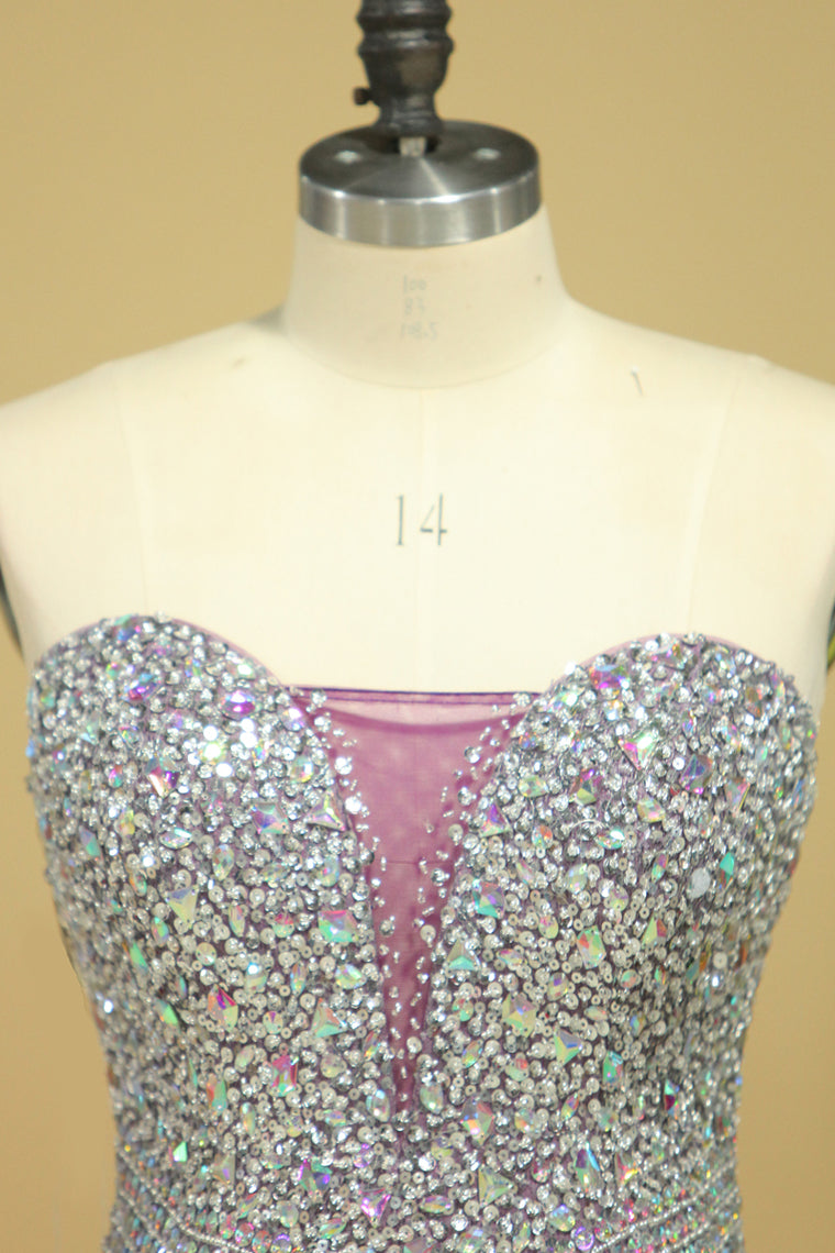 2024 Plus Size Sweetheart Beaded Bodice Mermaid Taffeta Prom Dresses Floor Length Grape