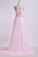 2022 Open Back Prom Dresses Halter A Line Sweep Train Chiffon With Beads&Ruffles
