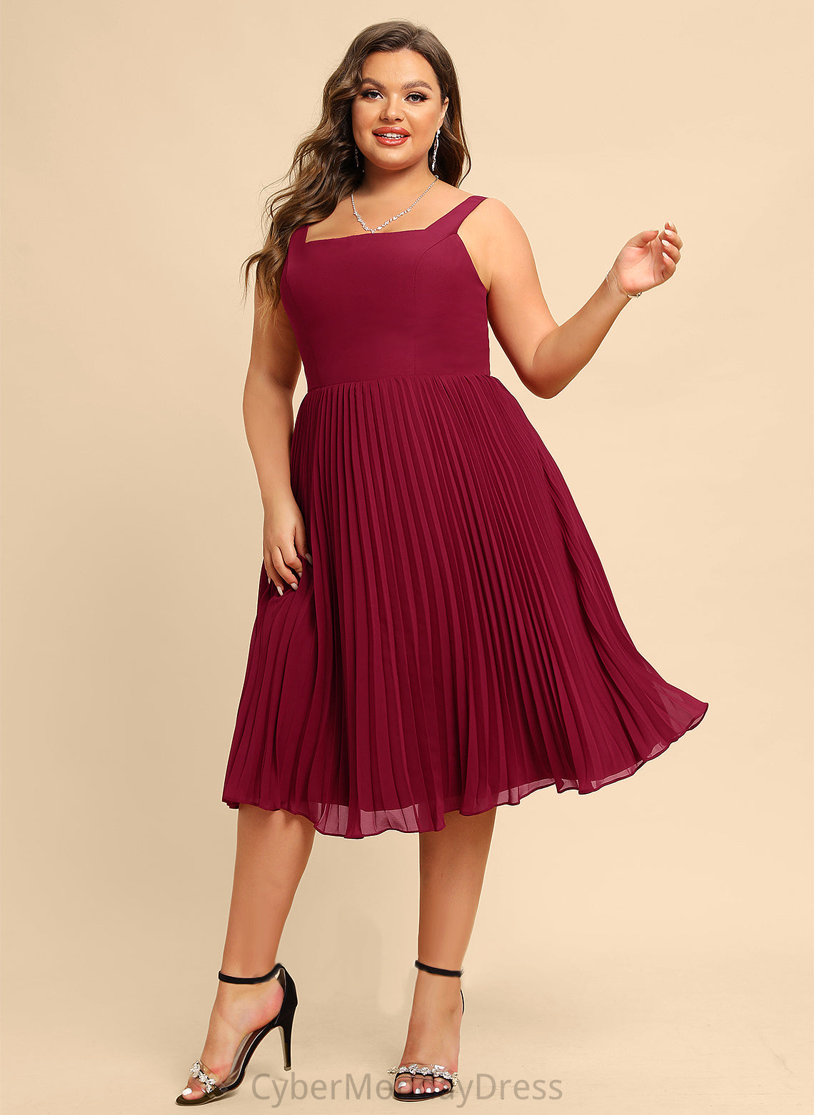 Cocktail Dresses Cocktail Chiffon With Philippa Dress Knee-Length Square Pleated A-Line Neckline