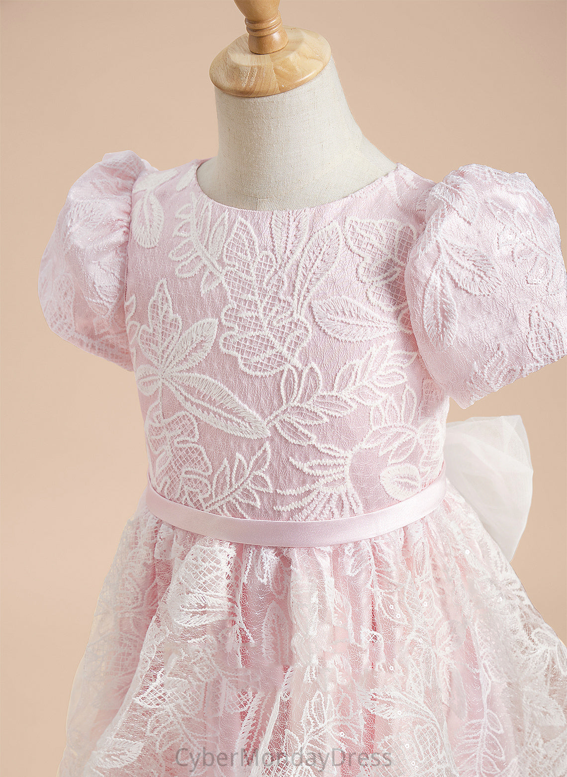 Girl Neck Satin/Tulle Katharine - Lace/Sequins/Bow(s) Sleeves Scoop With A-Line Flower Girl Dresses Dress Flower Short Knee-length