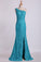 2024 One-Shoulder Sheath Prom Dresses Beaded Lace Floor-Length Zipper Back