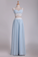 2022 Two-Piece Spaghetti Straps A Line With Applique And Ruffles Chiffon Prom Dresses