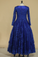 2022 Dark Royal Blue Long Sleeves A Line Tulle With Applique