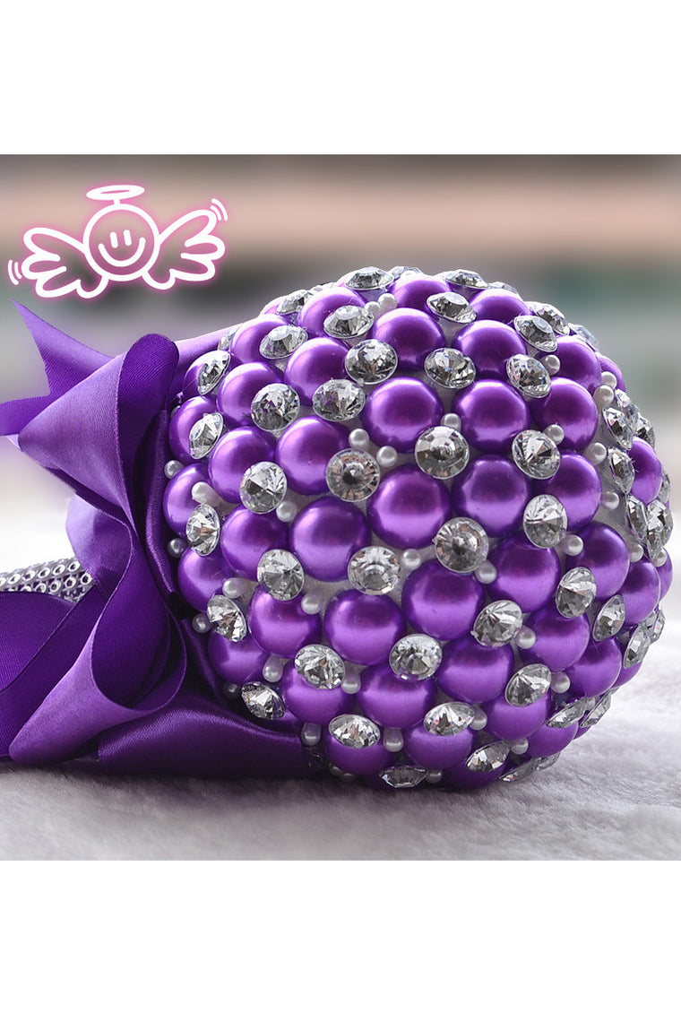 Eye-Catching Round Pearl/Ribbon Bridal Bouquets