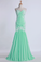 2022 Prom Dresses Pleated Chiffon With Beaded Lace Floor Length Open Back