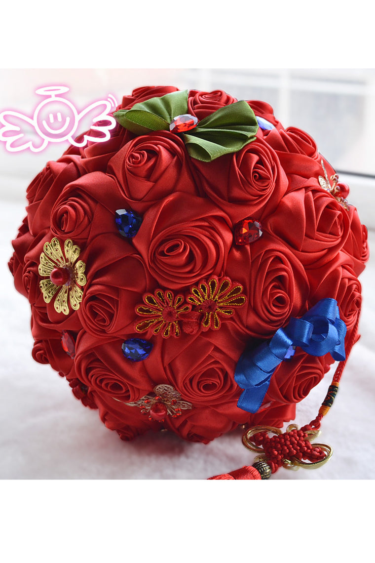 Attractive Round Satin Bridal Bouquets