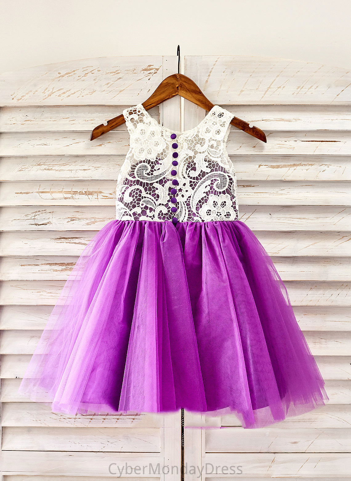 Scoop Neck With Tulle Dress A-Line Tracy Lace Flower Girl Dresses Girl - Knee-length Flower Sleeveless