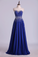 2022 Prom Dresses A Line Sweetheart Floor Length Dark Royal Blue Chiffon