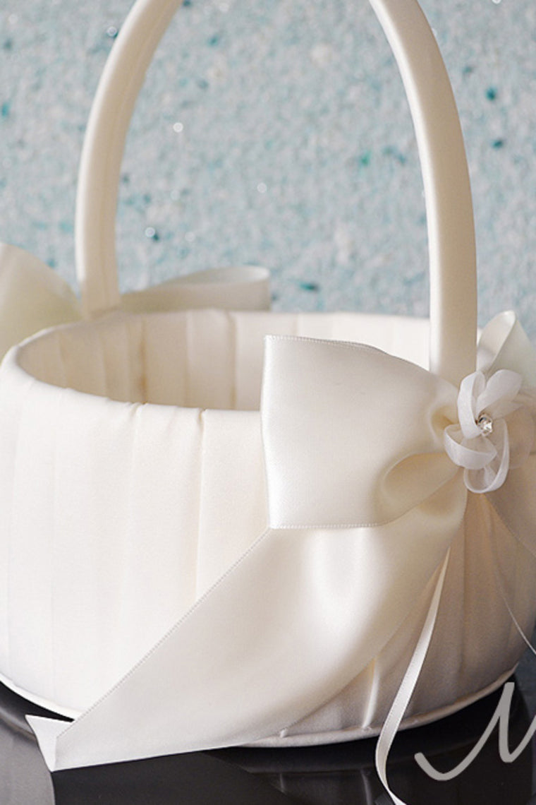 Classic Flower Basket In Satin With Bow