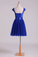 2024 Homecoming Dresses Off The Shoulder Dark Royal Blue A Line Tulle With Ruffles