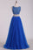 2022 Two Pieces Bateau Prom Dress Beaded Bodice A Line Tulle Floor Length