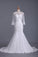 2022 Scoop 3/4 Length Sleeve Mermaid Wedding Dress Tulle With Sash Court Train