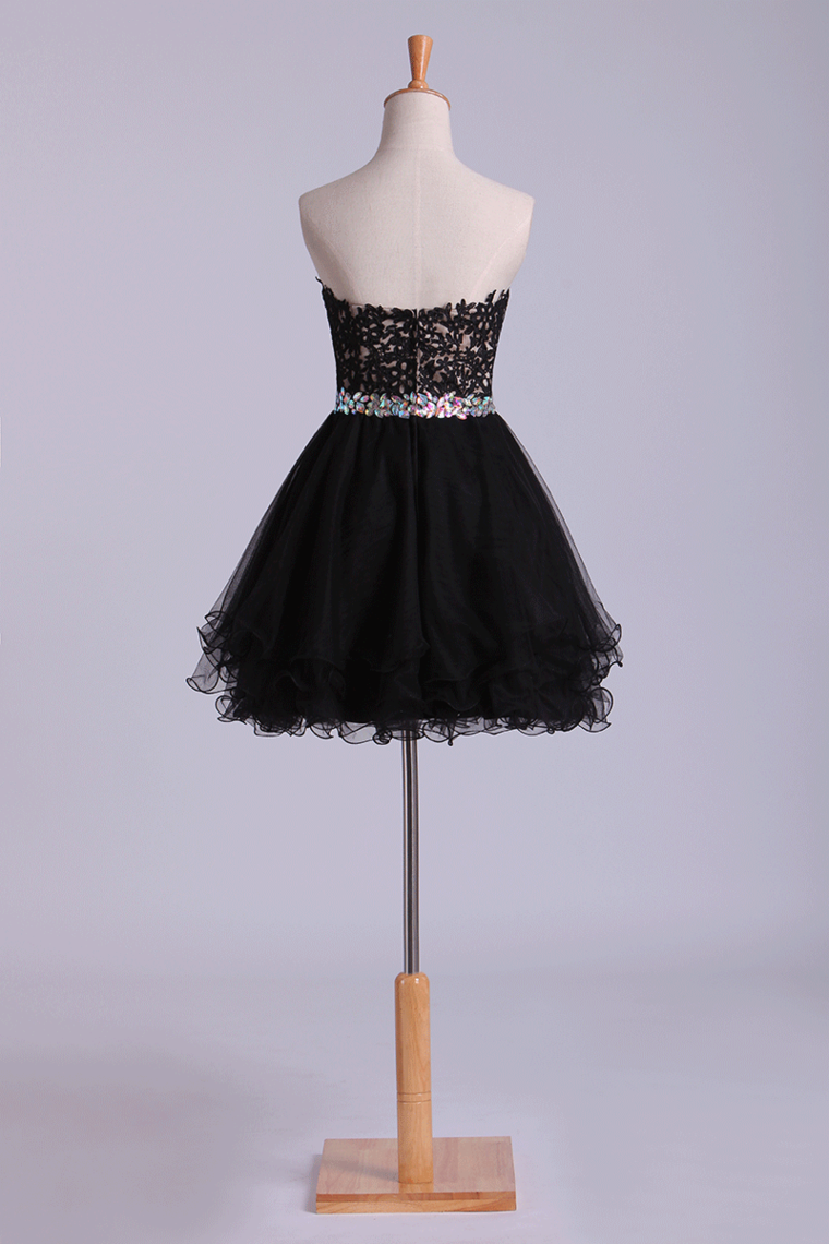 2024 Sweetheart A Line Short Homecoming Dress With Applique Beaded