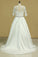 2022 Plus Size Mid-Length Sleeve Wedding Dresses Scoop Satin With Applique