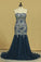 2024 Strapless Mermaid Prom Dresses Tulle & Lace With Rhinestones And Beads Plus Size