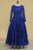 2022 Dark Royal Blue Long Sleeves A Line Tulle With Applique